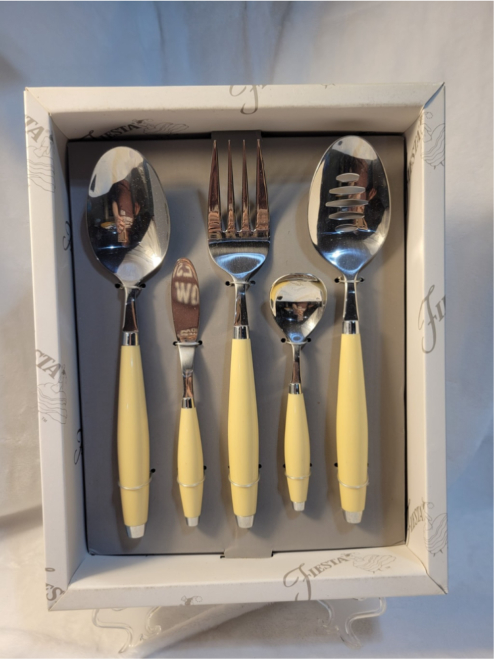 Fiesta 5 Piece Hostess Set Flatware Utensils Serving IVORY Homer Laughlin HLC
